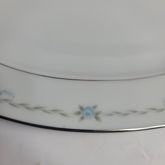 Style House Corsage Serving Platter White with Blue Roses 12 Inch - Picture 14 of 16